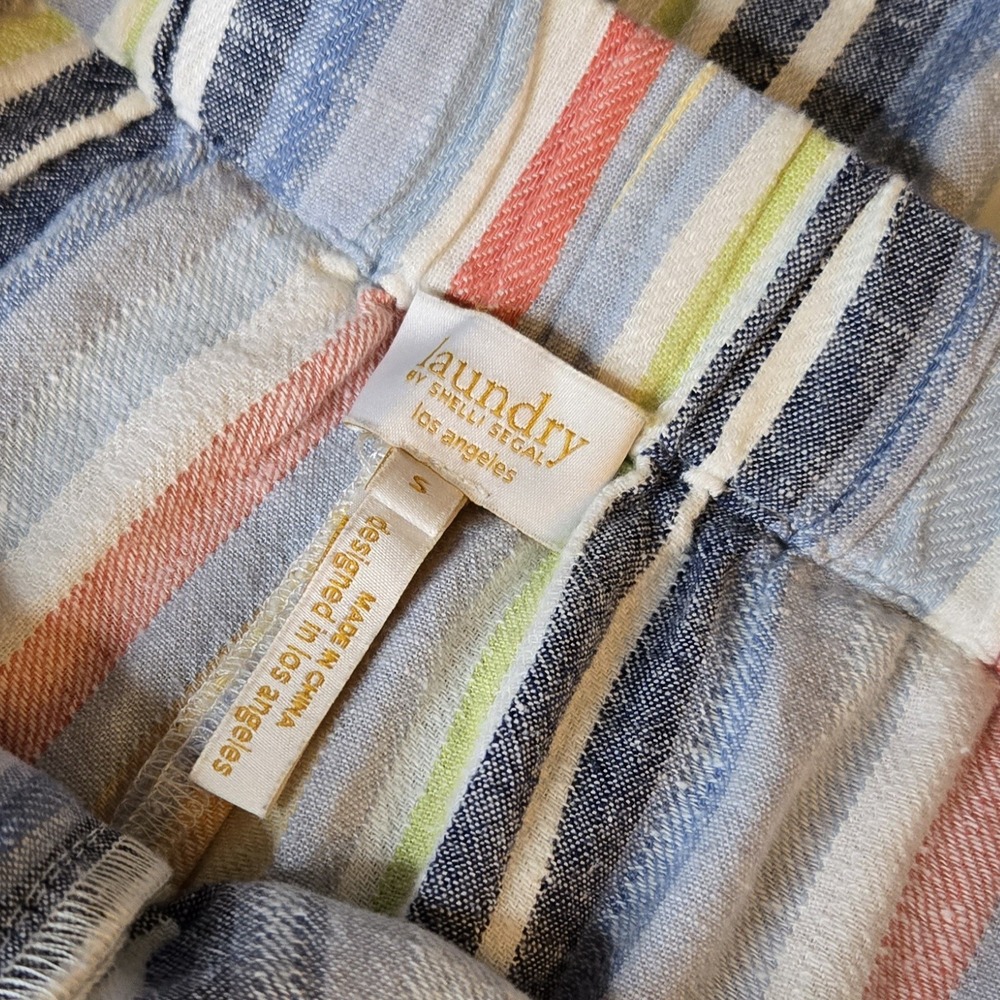 Laundry by Shelli Segal Pants Womens S Linen Wide Leg Striped Boho Chic Relaxed - Picture 11 of 15